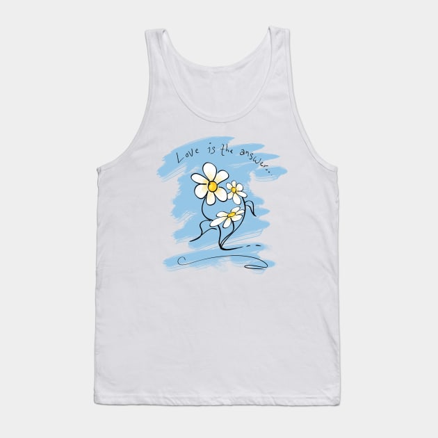 Love is the answer hand drawn Flowers Tank Top by Shanti-Ru Design